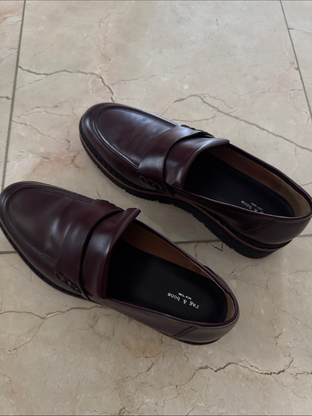 rag & bone Burgundy Leather Penny Loafers
